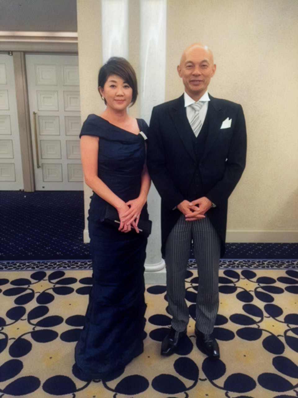 実際の結婚式 母親 フォーマルドレスL011ネイビー